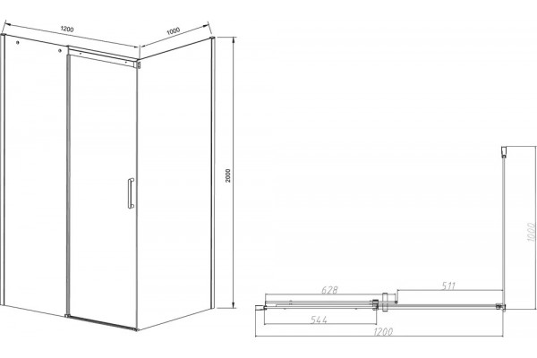 Душевой уголок Vincea Dice VSR-4D1012CL 120х100 см, профиль хром, двери раздвижные, стекло прозрачное