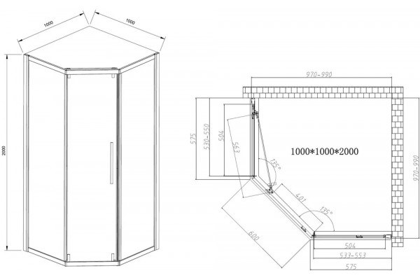 Душевой уголок Vincea Show VSP1-4SH100CL 100x100, профиль хром, двери раздвижные, стекло прозрачное