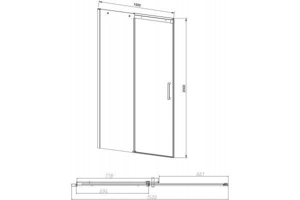 Душевая дверь в нишу Vincea Dice VDS-4D150CLB 150 см, профиль черный, раздвижная, стекло прозрачное
