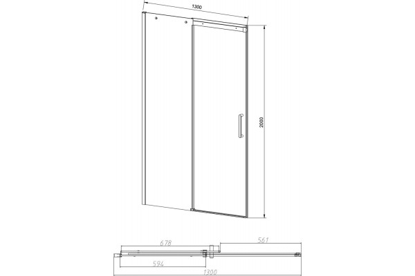 Душевая дверь в нишу Vincea Dice VDS-4D130CL 130 см, профиль хром, раздвижная, стекло прозрачное