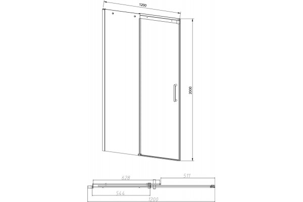 Душевая дверь в нишу Vincea Dice VDS-4D120CL 120 см, профиль хром, раздвижная, стекло прозрачное