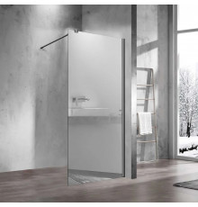 Душевая перегородка Vincea Walk-in VSW-1H900MRGM 90 см, профиль вороненая сталь, стекло зеркальное в современном стиле