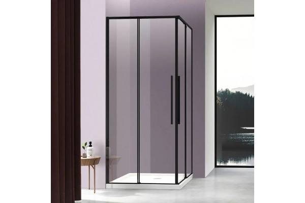 Душевой уголок Vincea Slim-N VSS-4SN9010CLB 100x90, профиль черный, прямоугольный, двери раздвижные