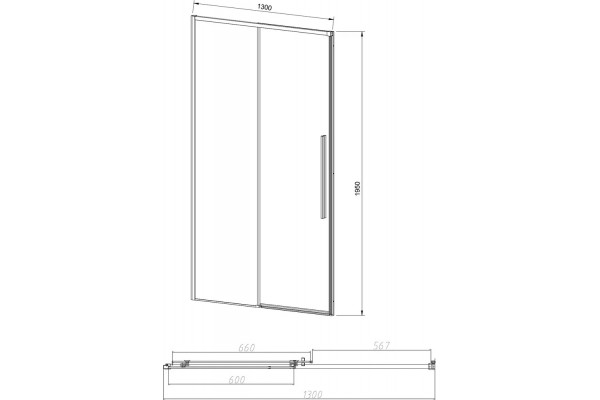 Душевая дверь в нишу Vincea Slim-N VDS-4SN130CLB 130 см, профиль черный, раздвижная, стекло прозрачное
