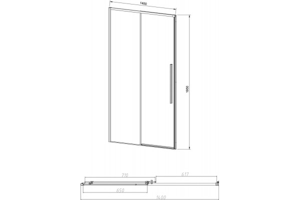 Душевая дверь в нишу Vincea Slim-N VDS-4SN140CL 140 см, профиль хром, раздвижная, стекло прозрачное