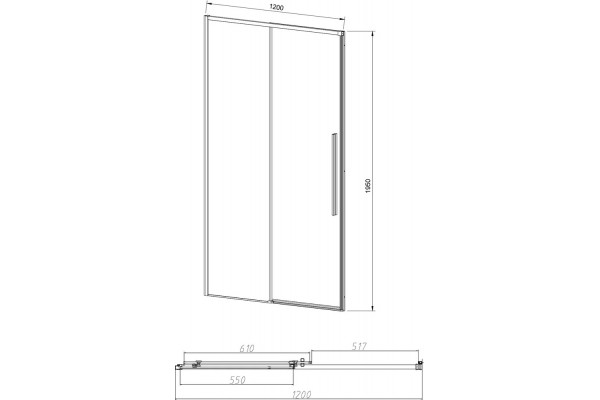 Душевая дверь в нишу Vincea Slim-N VDS-4SN120CL 120 см, профиль хром, раздвижная, стекло прозрачное