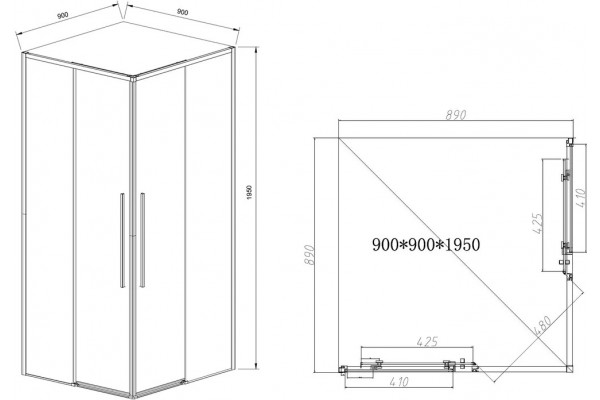 Душевой уголок Vincea Slim-N VSS-4SN900CL 90x90, профиль хром, квадратный, двери раздвижные
