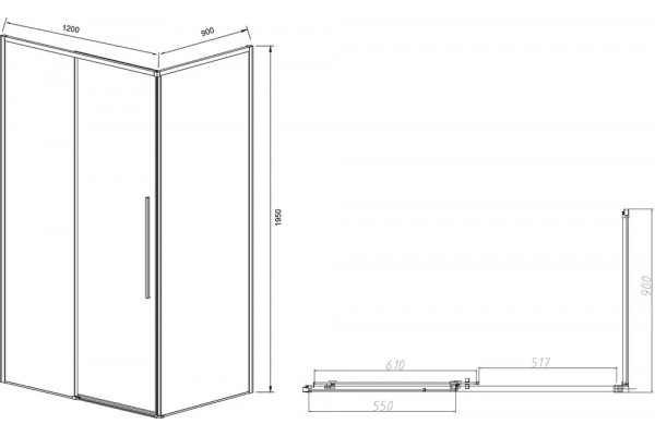 Душевой уголок Vincea Slim-N VSR-4SN9012CLB 120х90 см, профиль черный, двери раздвижные, стекло прозрачное