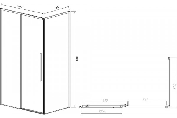Душевой уголок Vincea Slim-N VSR-4SN8012CLB 120х80 см, профиль черный в современном стиле