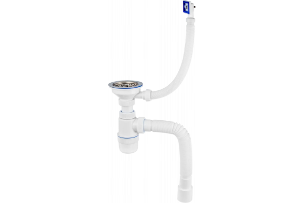 Сифон для мойки Virplast Элит 30987084 с прямоугольным переливом, белый