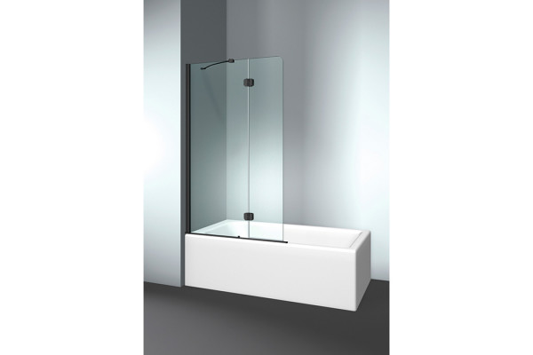 VismaraVetro Шторка на ванну PV 65х150Hсм размер 110-112(60+50)см SX (левая) стекло Transparent 04 Matt Black 09 петли С67 внутр. открытие TPA VPV040906501500ST