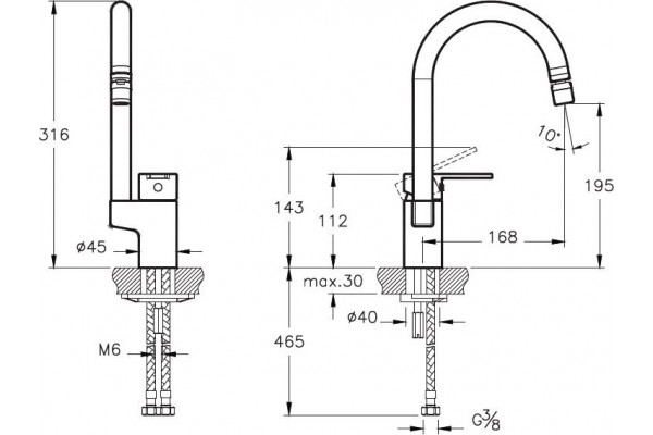 Смеситель VitrA Fold S Sink Mixer A42155EXP для кухонной мойки однорычажный, хром