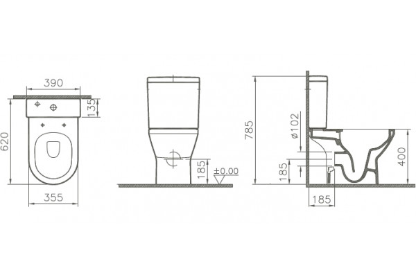 Унитаз напольный VitrA Integra 7044B003-0075 белый, овальный, 35.5x62 см