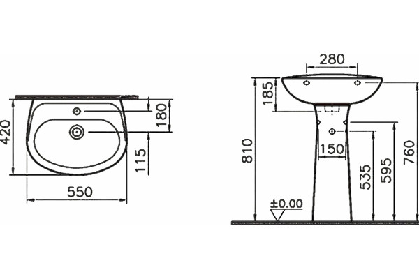 Раковина VitrA Normus 9600B003 цвет белый, полукруглая