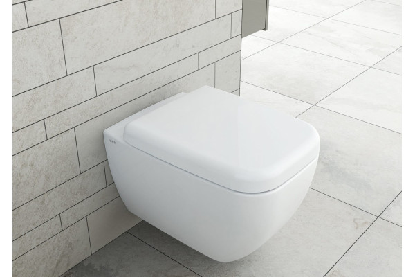Комплект Geberit Duofix Платтенбау 458.125.21.1 4 в 1 с кнопкой смыва + Чаша для унитаза + Крышка-сиденье, цвет белый,  в современном стиле