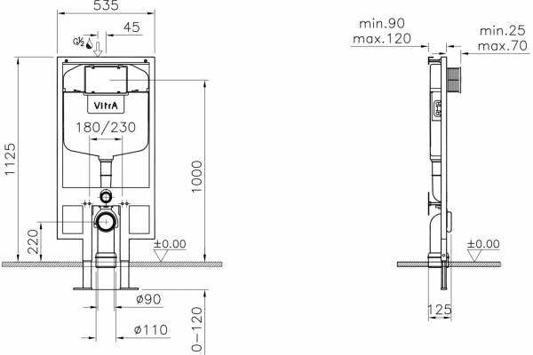 Комплект VitrA Zentrum 9012B003-7206 4 в 1 с микролифтом, цвет белый,  в современном стиле