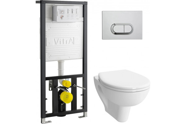 Комплект VitrA S20 9004B003-7202 подвесной унитаз + инсталляция + кнопка цвет белый, бачок 3/6 л