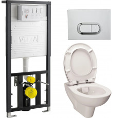 Комплект VitrA S20 9004В003-7202 кнопка хром цвет белый,  в современном стиле