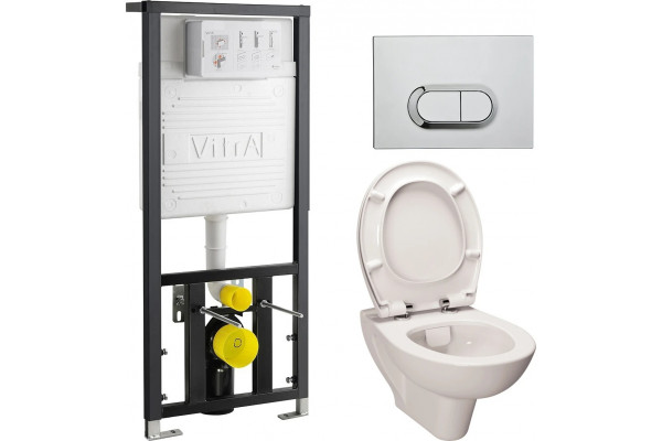 Комплект VitrA S20 9004В003-7202 кнопка хром цвет белый,  в современном стиле