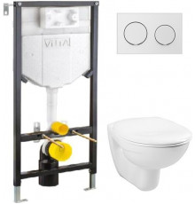 Комплект VitrA Uno 9773B003-7206 подвесной унитаз + инсталляция + кнопка цвет белый, бачок 3/6 л