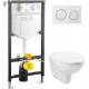 Комплект VitrA Uno 9773B003-7206 подвесной унитаз + инсталляция + кнопка цвет белый, бачок 3/6 л