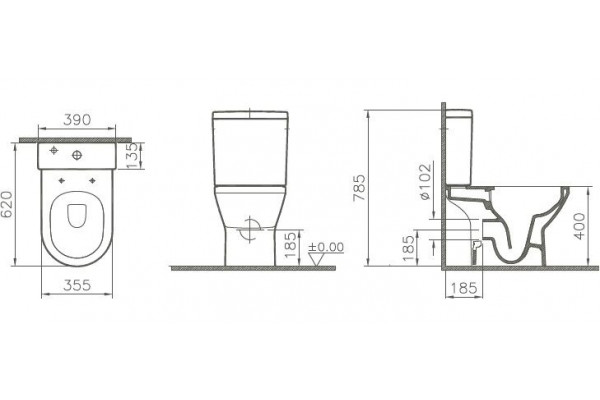 Унитаз напольный VitrA Integra 7044B003-7200 белый, овальный, 35.5x62 см