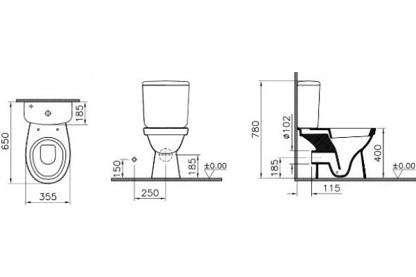 Унитаз-компакт VitrA Norm 9844B099-7205 белый, овальный, 35.5x65 см