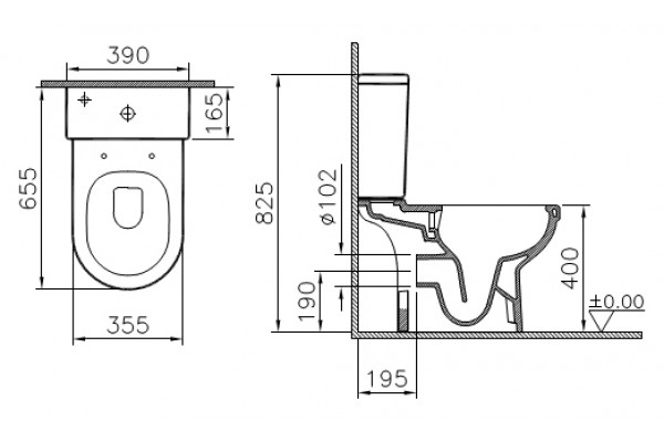 Унитаз-компакт VitrA S50 с микролифтом безободковый, белый, овальный, 39x65.5 см