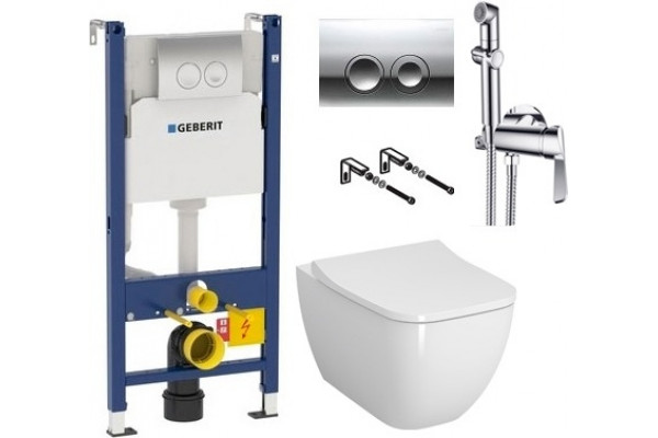 Комплект Унитаз подвесной VitrA Shift 7742B003-0075 + Крышка-сиденье VitrA Shift 191-003-009 с микролифтом + Система инсталляции для унита, цвет белый,  в современном стиле