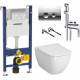 Комплект Унитаз подвесной VitrA Shift 7742B003-0075 + Крышка-сиденье VitrA Shift 191-003-009 с микролифтом + Система инсталляции для унита, цвет белый,  в современном стиле
