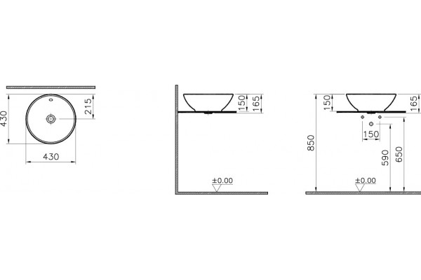 Рукомойник VitrA Options 4324B083-0012 43 см, черный, круглая, на столешницу