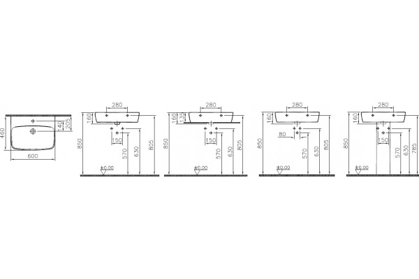 Раковина VitrA Shift 7077B003-0973 60 см прямоугольная, цвет белый