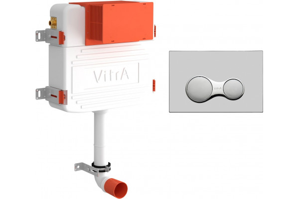 Смывной бачок скрытого монтажа VitrA 800-2020 с кнопкой смыва, хром, 51.5x21x71 см