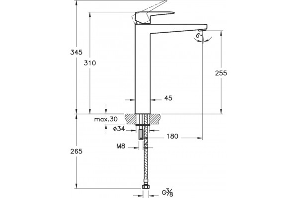 Смеситель для раковины VitrA Root Square A42733EXP хром однорычажный, высота излива 25.5 см
