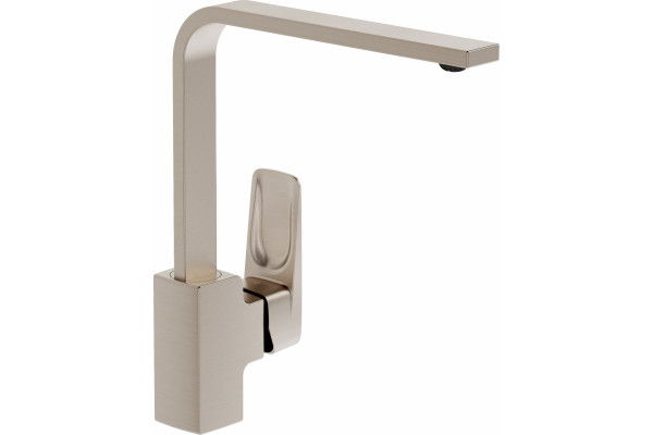 Смеситель VitrA Root Square A4275334EXP для кухонной мойки, никель, однорычажный, сталь
