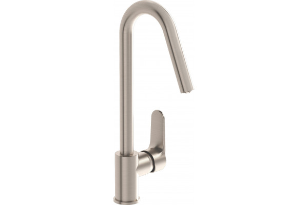 Смеситель VitrA Root Round A4274234EXP для кухонной мойки, никель, однорычажный, сталь