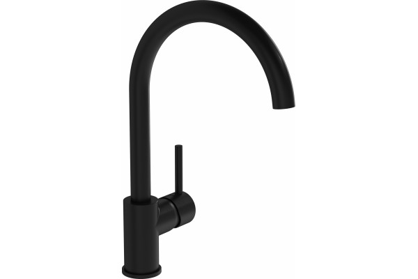 Смеситель VitrA Minimax S A4209136EXP для кухонной мойки, матовый черный, однорычажный, высота излива 26 см