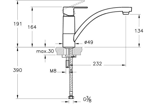 Смеситель для кухни VitrA Win S A42596EXP однорычажный, хром