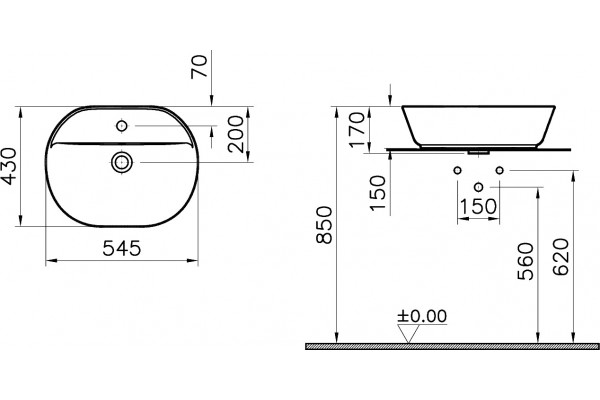 Раковина VitrA Geo 7428B003-0001 овальная, цвет белый