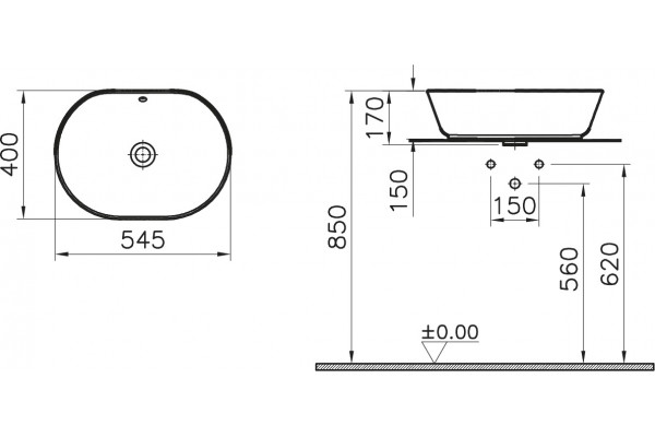 Раковина VitrA Geo 7427B003-0012 овальная, цвет белый