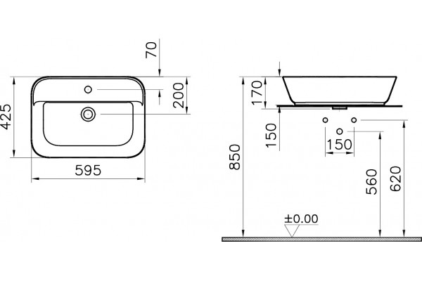 Раковина VitrA Geo 7426B003-0001 прямоугольная, цвет белый