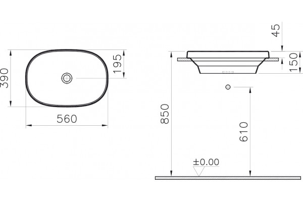 Раковина VitrA Frame 5652B403-0016 овальная, цвет белый