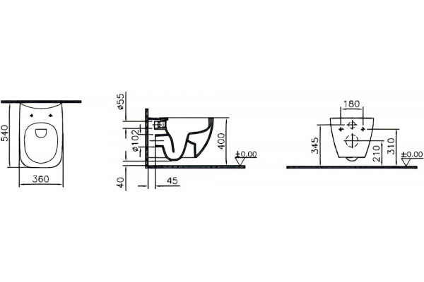 Унитаз подвесной VitrA Shift 7742B001-0075 белая матовая белый, 36x54 см
