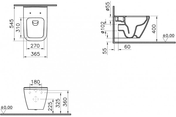 Унитаз подвесной VitrA Integra Square 7082B003-0075 белый, 36.5x54.5 см