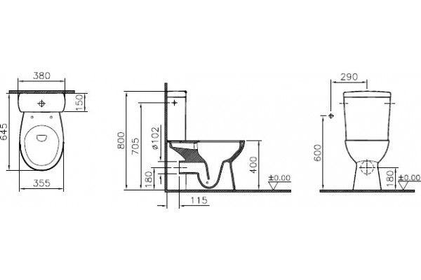 Унитаз-компакт VitrA S10 9822B003-7204 с микролифтом, белый, 38x64.5 см
