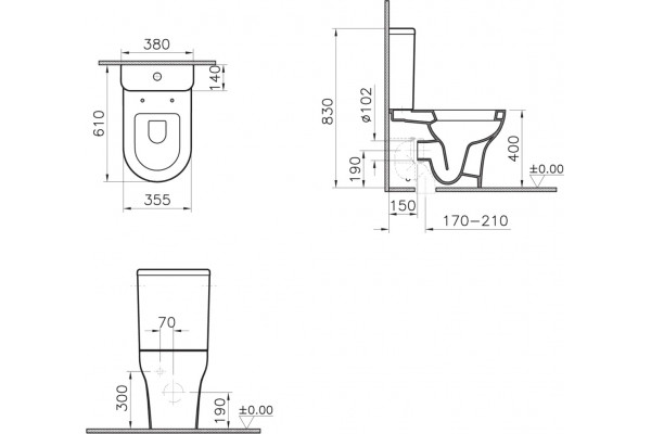 Унитаз-компакт VitrA Zentrum 9012B003-7226 с биде и микролифтом, белый, 38x61 см
