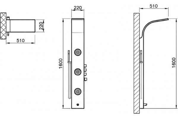 Душевая панель VitrA System-06 A45808 хром, штанга 160 см, шланг 120 см