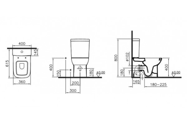 Унитаз-компакт VitrA S20  белый, овальный, антивсплеск, 40x61.5 см