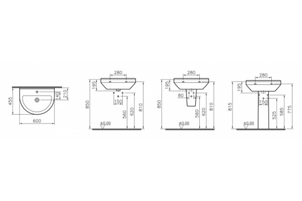 Раковина VitrA S50 5302B003 (60 см) цвет белый, полукруглая, с переливом