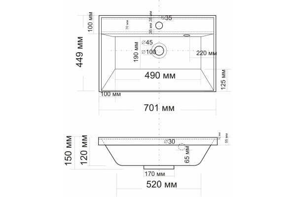 Мебель для ванной Vod-Ok Best 70 напольная, белая, с ящиками, глянцевая